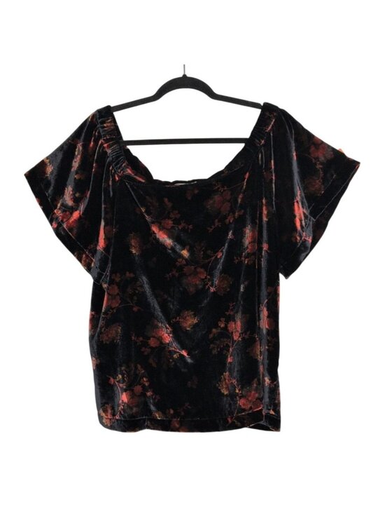 LOFT Tops - LOFT Velvet Floral Off Shoulder Shirt Womens Size XL Black Whimsigoth Romantic